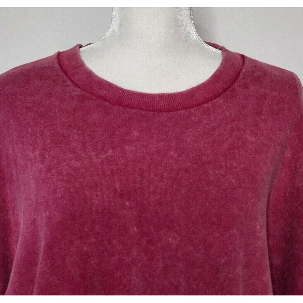 Free People Womens S Glorious Bell Sleeve Sweatshirt Pullover Velvet Top Red - Picture 5 of 6